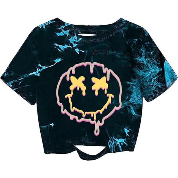 トップス compact print tee vblane Graphic Oversized Crop Tops for Women Loose Cropped